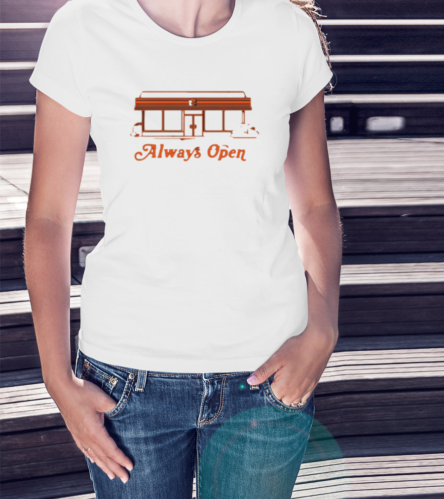 Always Open Retro Diner Neon Outline T-Shirt