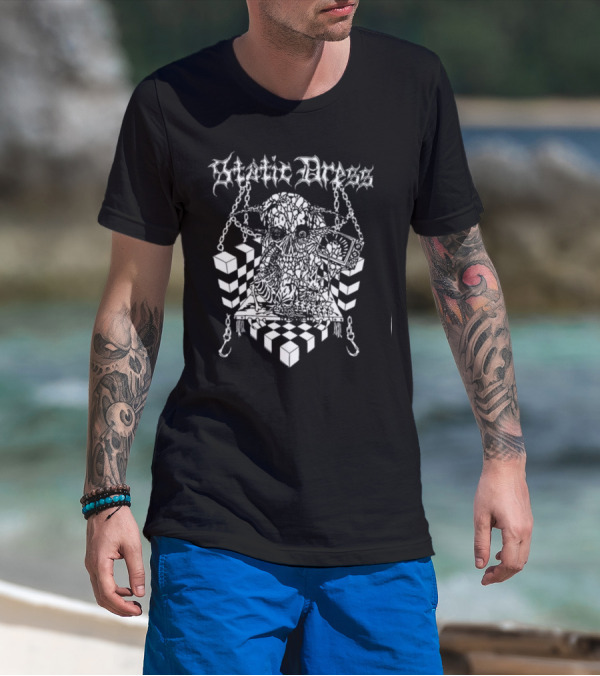 Kerrang X Static Dress Skull Chains Optical Illusion T-Shirt