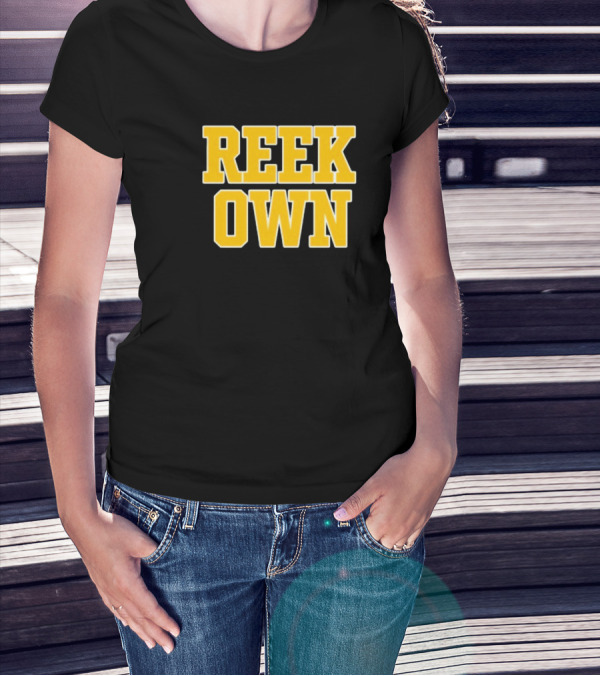REEK OWN Bold Yellow Block Letters On Black Square T-Shirt