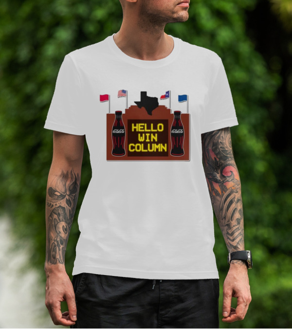 Coca-Cola Hello Win Column Texas Flags Retro T-Shirt
