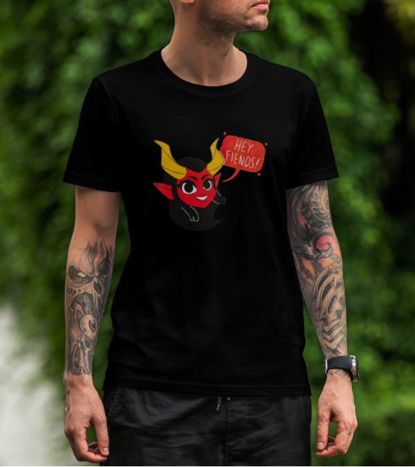 Hey Fiends Cute Demon Cartoon Character With Yellow Horns T-Shirt