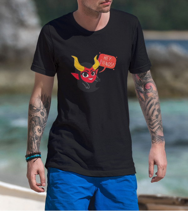 Hey Fiends Cute Demon Cartoon Character With Yellow Horns T-Shirt