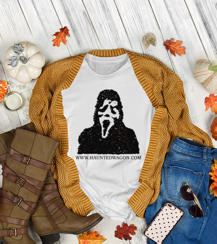 Haunted Wagon Horror Scream Mask Motif www.hauntedwagon.com T-Shirt