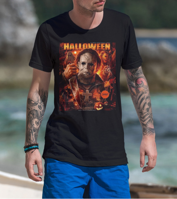 Rob Zombie's Halloween Evil Has A Destiny Michael Myers Mask Knife Horror Scene T-Shirt