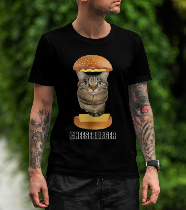 Goofyahhtees Cat Cheeseburger Humor T-Shirt