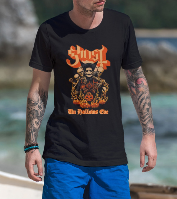 Ghost Papa Emeritus Iv Unhallows Eve Skeletons And Pumpkins T-Shirt