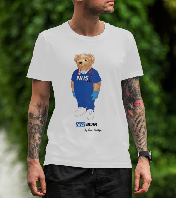 NHS Bear Blue Scrubs With Stethoscope And Gloves T-Shirt