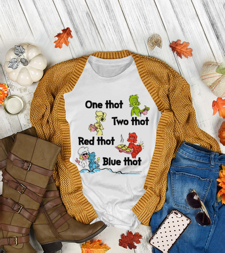 One Thot Two Thot Red Thot Blue Thot Characters Cooking Colorful Plates T-Shirt