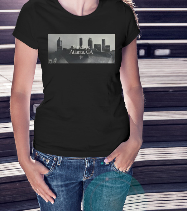 Sundays Atlanta GA Skyline With Football Stadium And Cityscape T-Shirt
