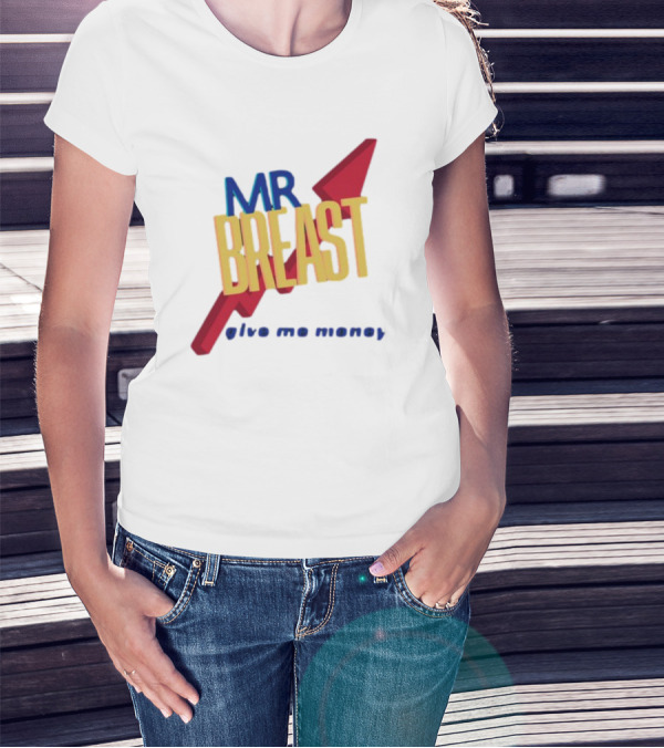 Mr Breast Give Me Money Retro Style Iconic T-Shirt