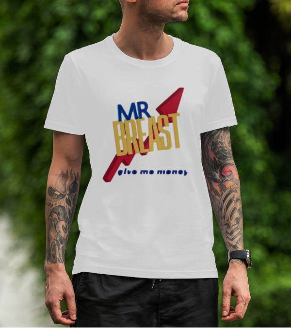 Mr Breast Give Me Money Retro Style Iconic T-Shirt