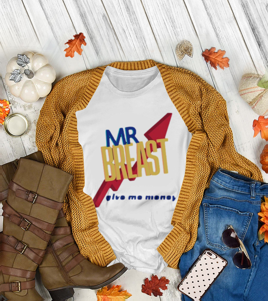 Mr Breast Give Me Money Retro Style Iconic T-Shirt