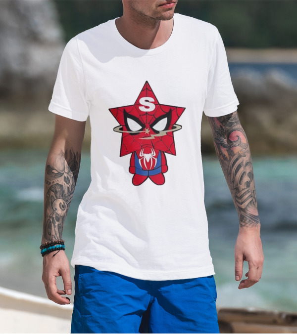 Star Character With Superhero Web Icon And Red Suit T-Shirt