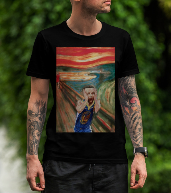 Curry The Scream Basketball Star Meets Iconic Painting Fusion T-Shirt