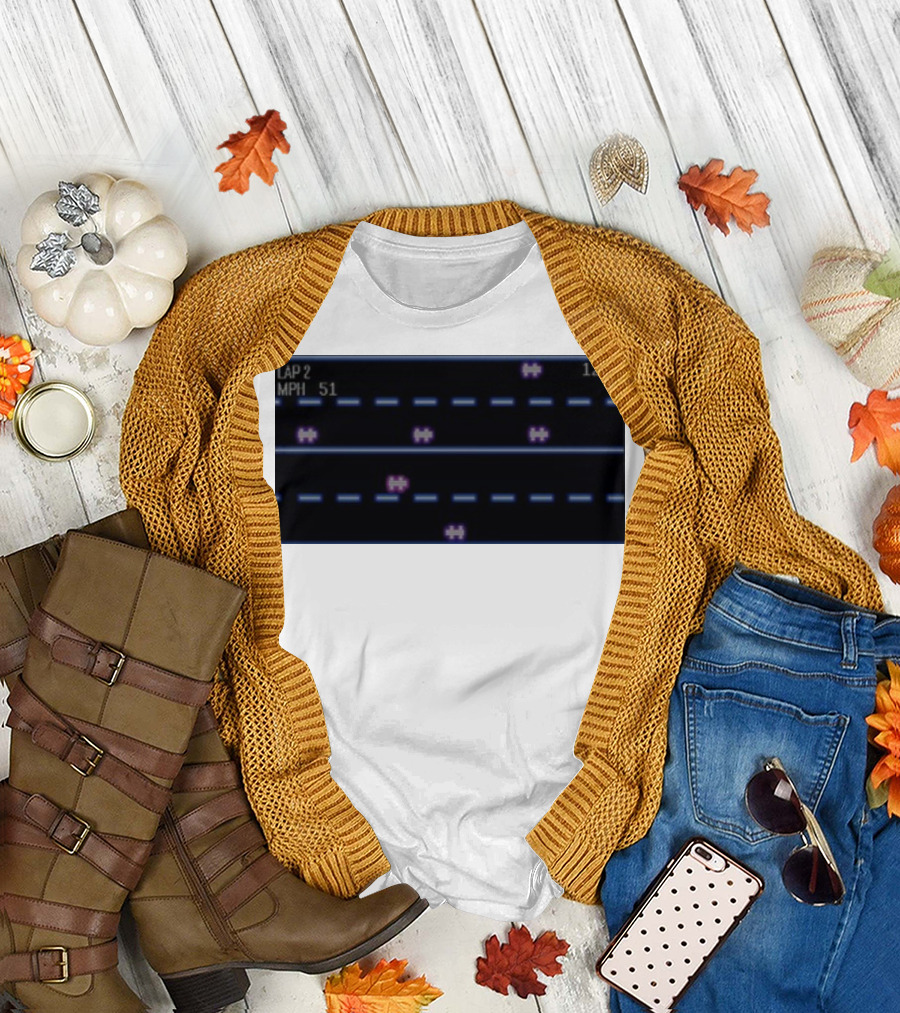 Midnight Motorist Game Lap 2 Mph 51 Score 1204 Retro Racing Pixels T-Shirt