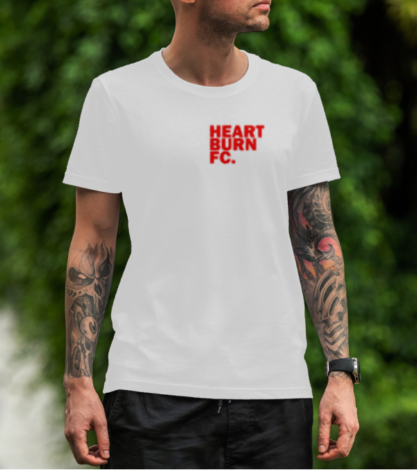 Redmancdesigns Heartburn FC Bold Red Text Minimalist T-Shirt
