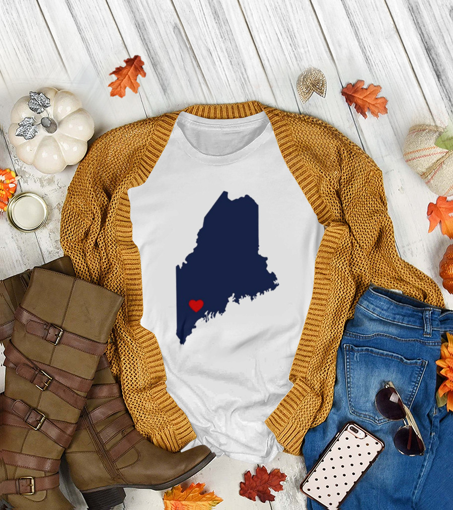 Lewiston Strong Maine Heart Map T-Shirt