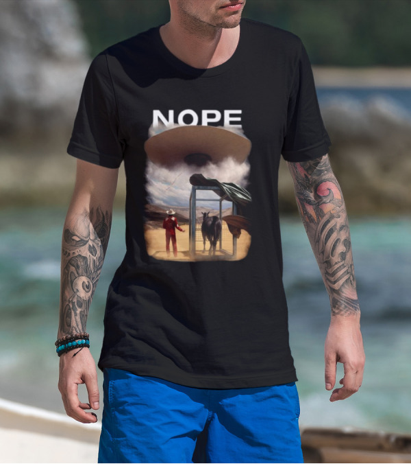NOPE The Star Lasso Experience With UFO Above Cow And Cowboy T-Shirt