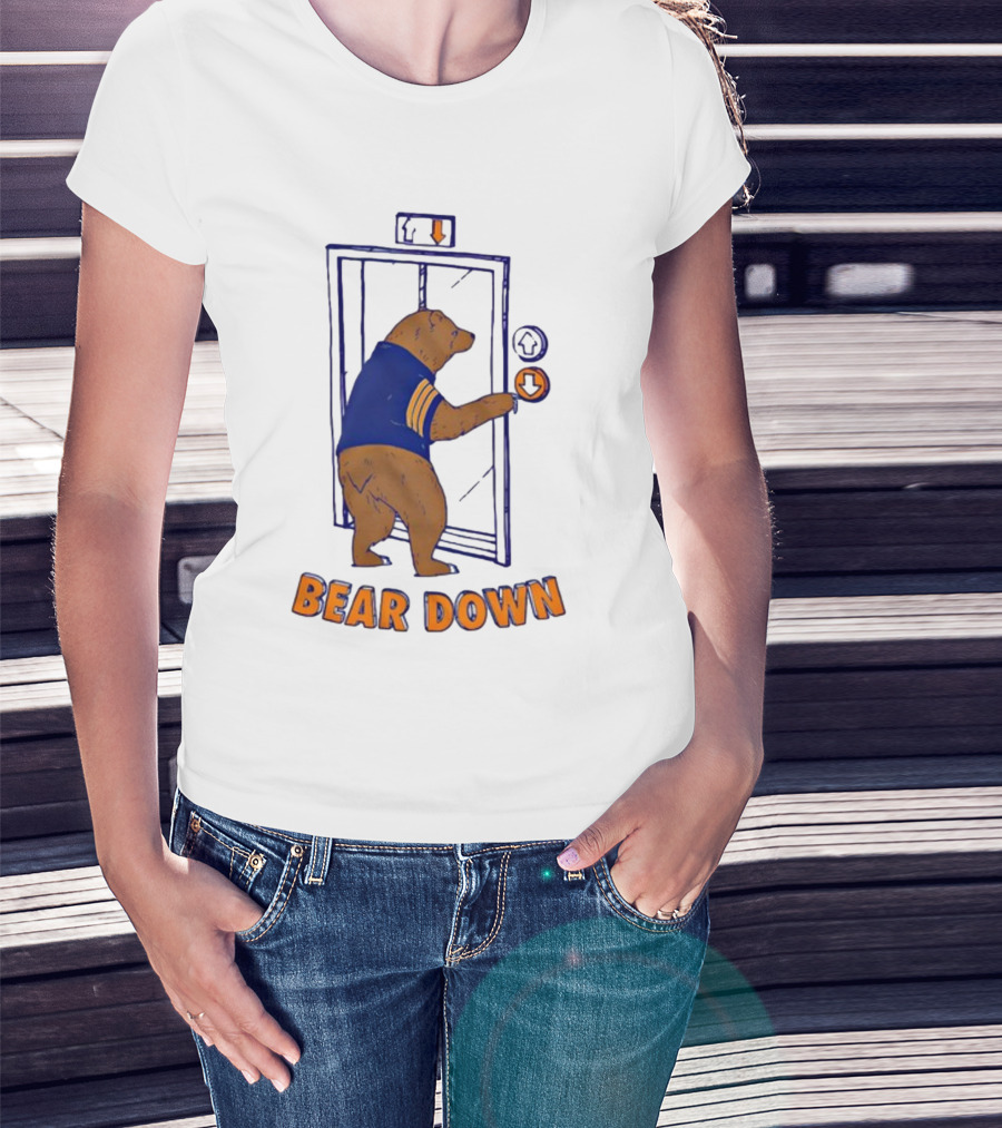 Bear Down Bear In Blue Jersey Pressing Elevator Button T-Shirt