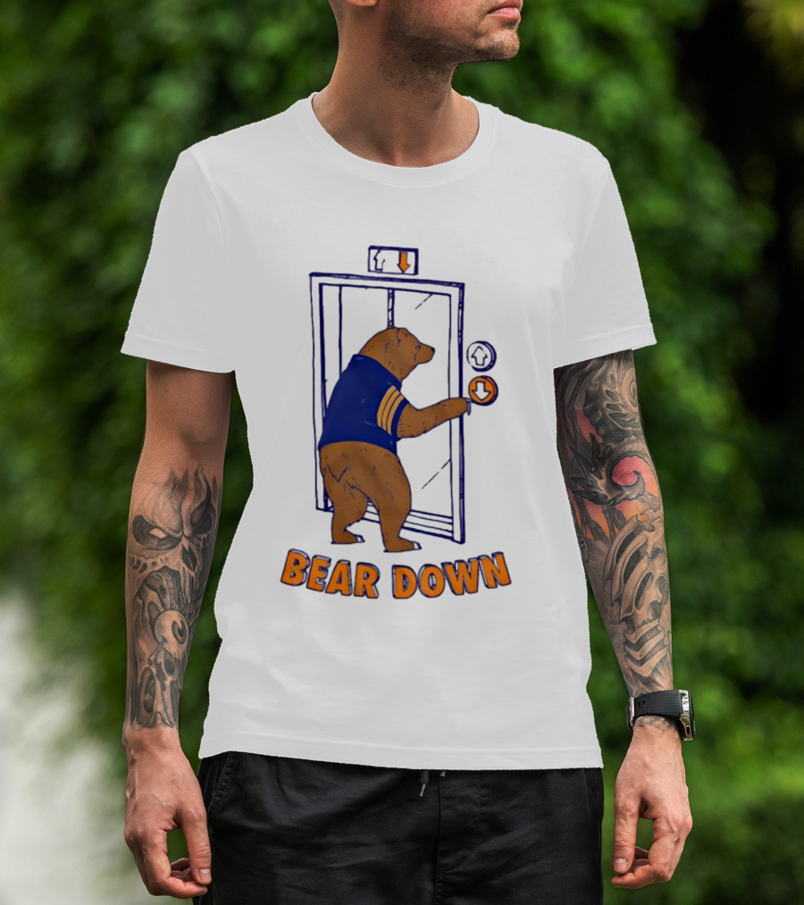 Bear Down Bear In Blue Jersey Pressing Elevator Button T-Shirt