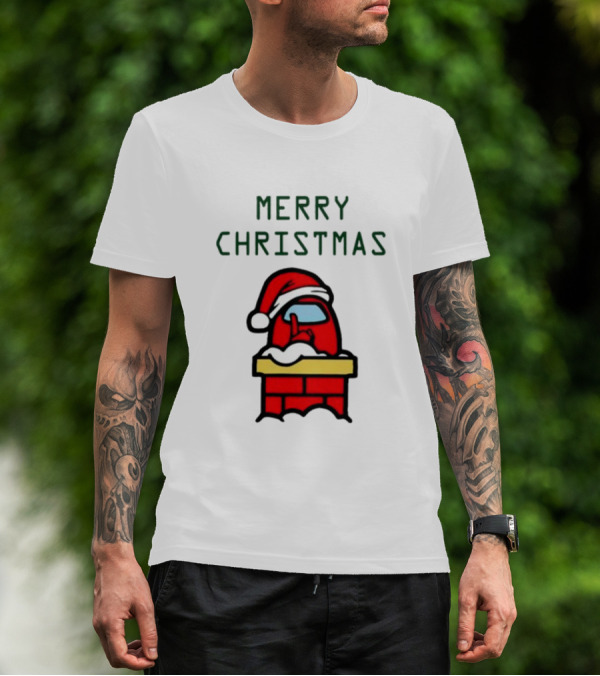 Among Us Santa Red Merry Christmas Chimney Crewmate T-Shirt