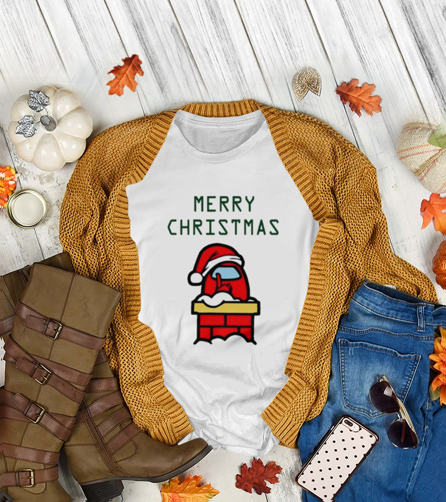 Among Us Santa Red Merry Christmas Chimney Crewmate T-Shirt