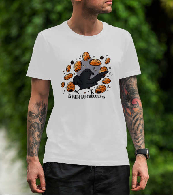 Bird Surrounded By Pain Au Chocolat Pastries T-Shirt