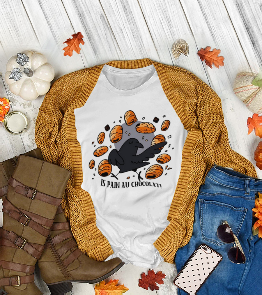 Bird Surrounded By Pain Au Chocolat Pastries T-Shirt