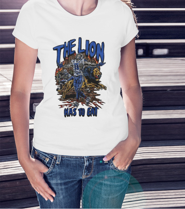 The Lion Has To Eat Retros Themed Football Warrior T-Shirt