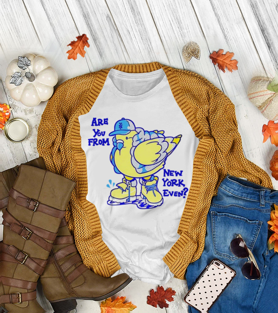 Big Puffa Pigeon Are You From New York Even NY Cap and Boots T-Shirt