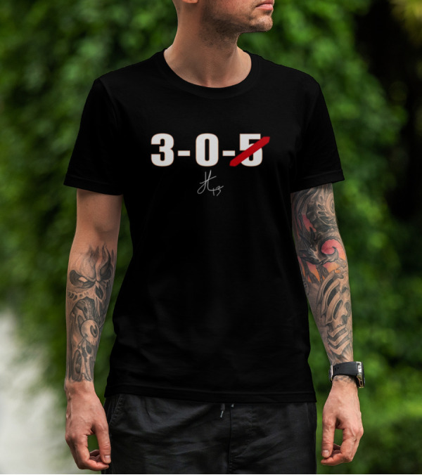 Jordan Travis 3-0-5 Signature Red Strike Through T-Shirt
