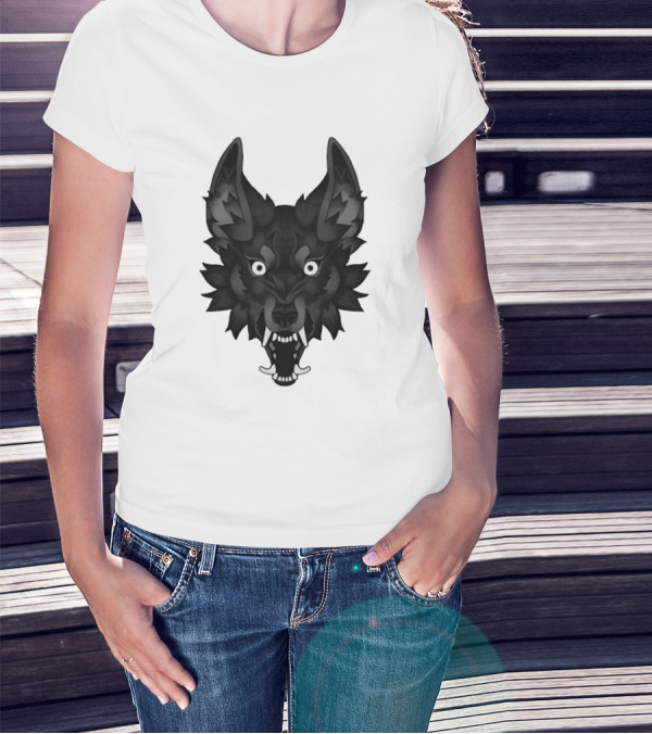 Snarling Wolf Head Monochrome T-Shirt
