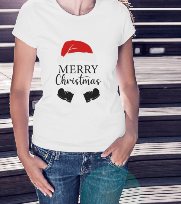 Merry Christmas Santa Hat And Boots Svg T-Shirt