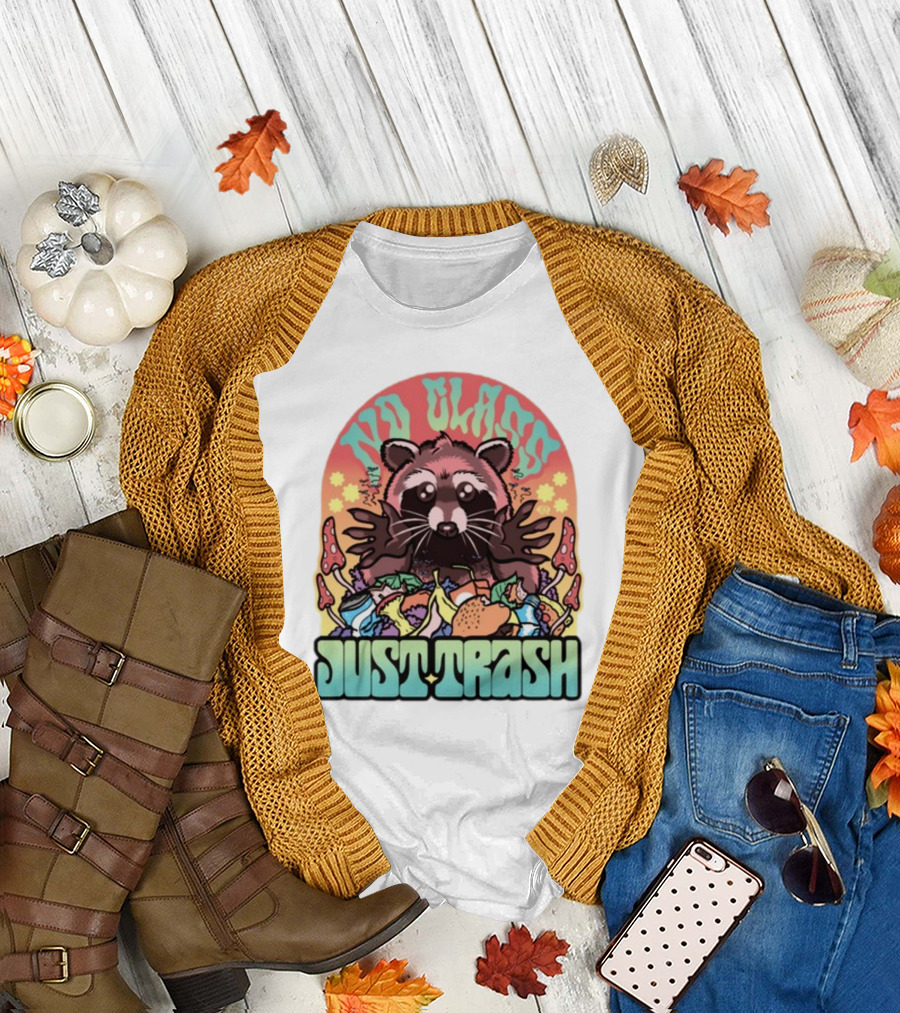 No Class Just Trash Raccoon with Psychedelic Mushrooms and Trash Heap T-Shirt