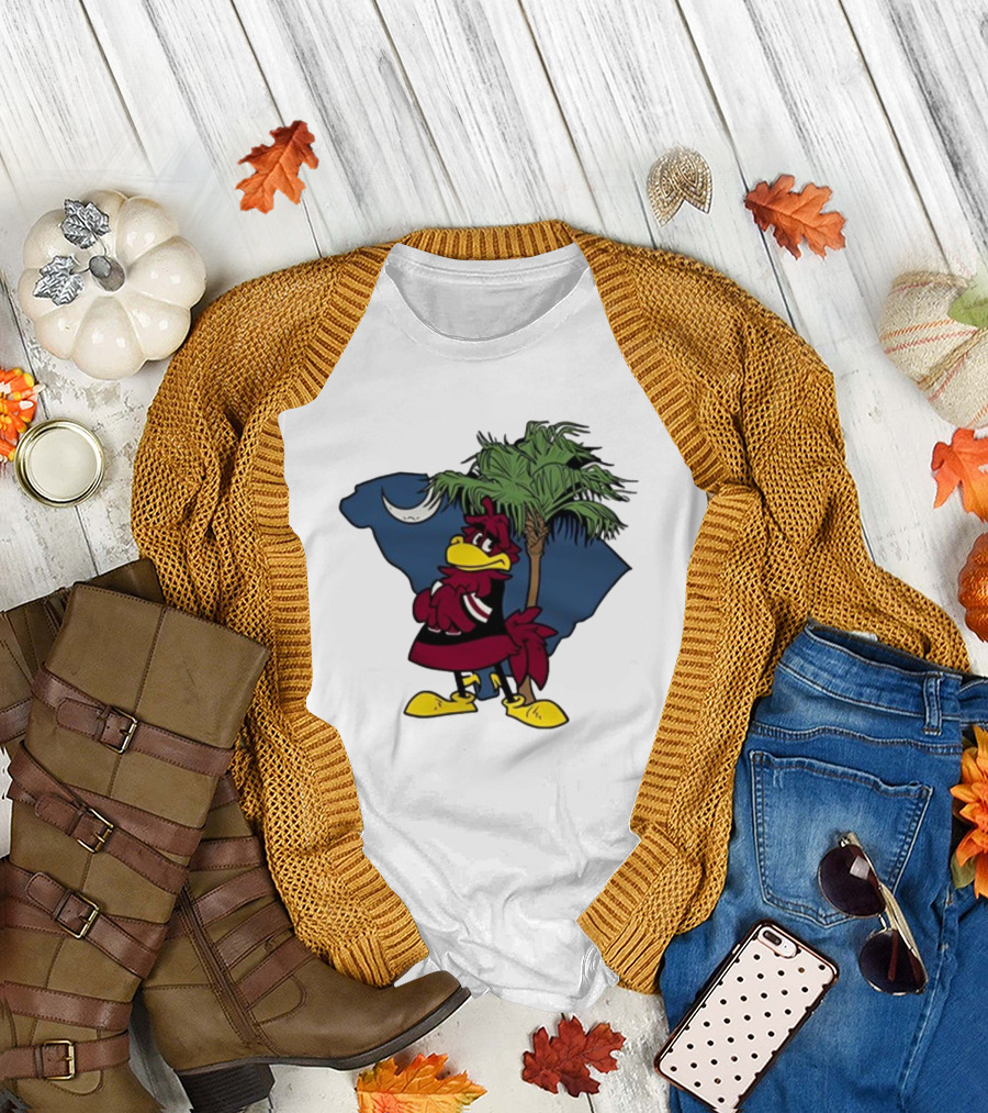 South Carolina Gamecock with Palmetto and Crescent Moon T-Shirt