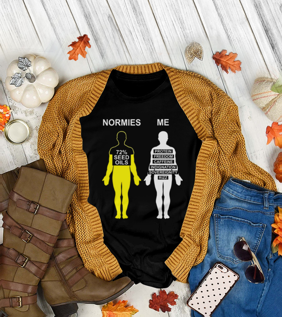 Normies 72% Seed Oils Vs Me Protein Freedom Caffeine Indignation Sovereignity Rizz T-Shirt