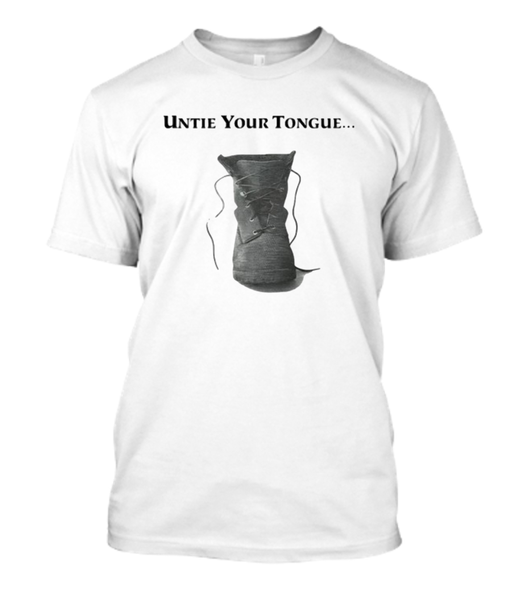 Cravemedia Untie Your Tongue Boot Laces Visual Pun T-Shirt