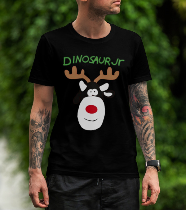 Dinosaur Jr Reindeer With Red Nose And Antlers T-Shirt