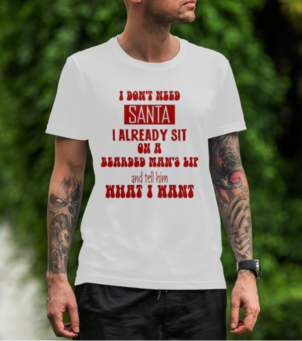 I Don't Need Santa I Already Sit On A Bearded Man's Lap And Tell Him What I Want T-Shirt