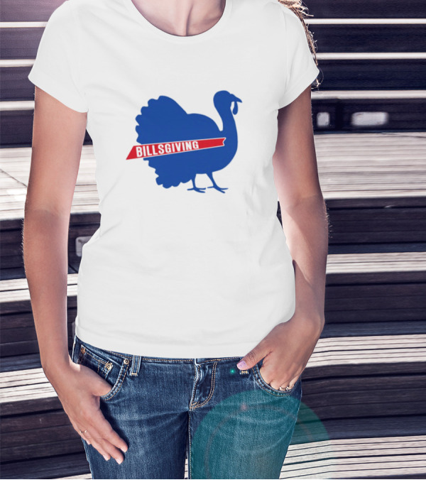 Billsgiving Turkey With Blue And Red T-Shirt