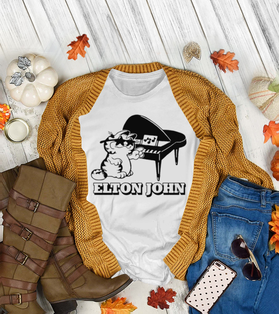 Garf at the Piano with Elton John Motif T-Shirt