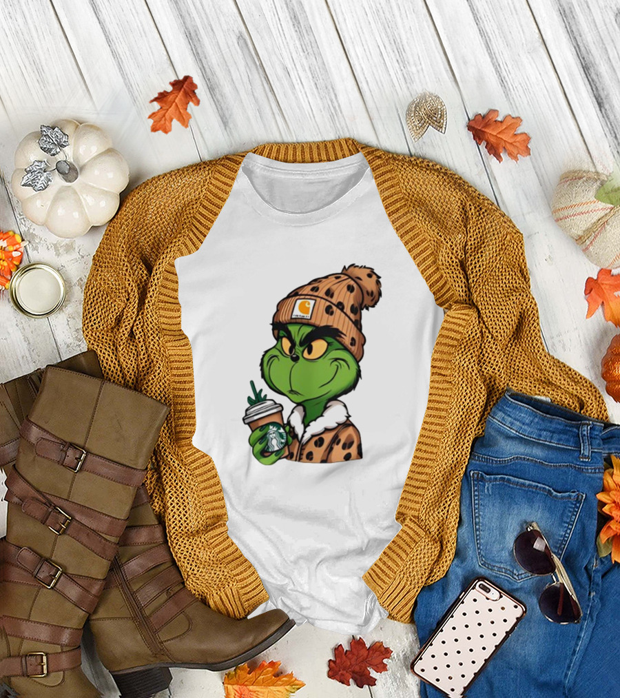 The Grinch Carhartt Beanie Starbucks Christmas T-Shirt