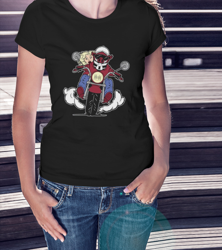 The Prodigal Son Returns Motorcycle Adventure With Pig Rider And Blonde Companion T-Shirt