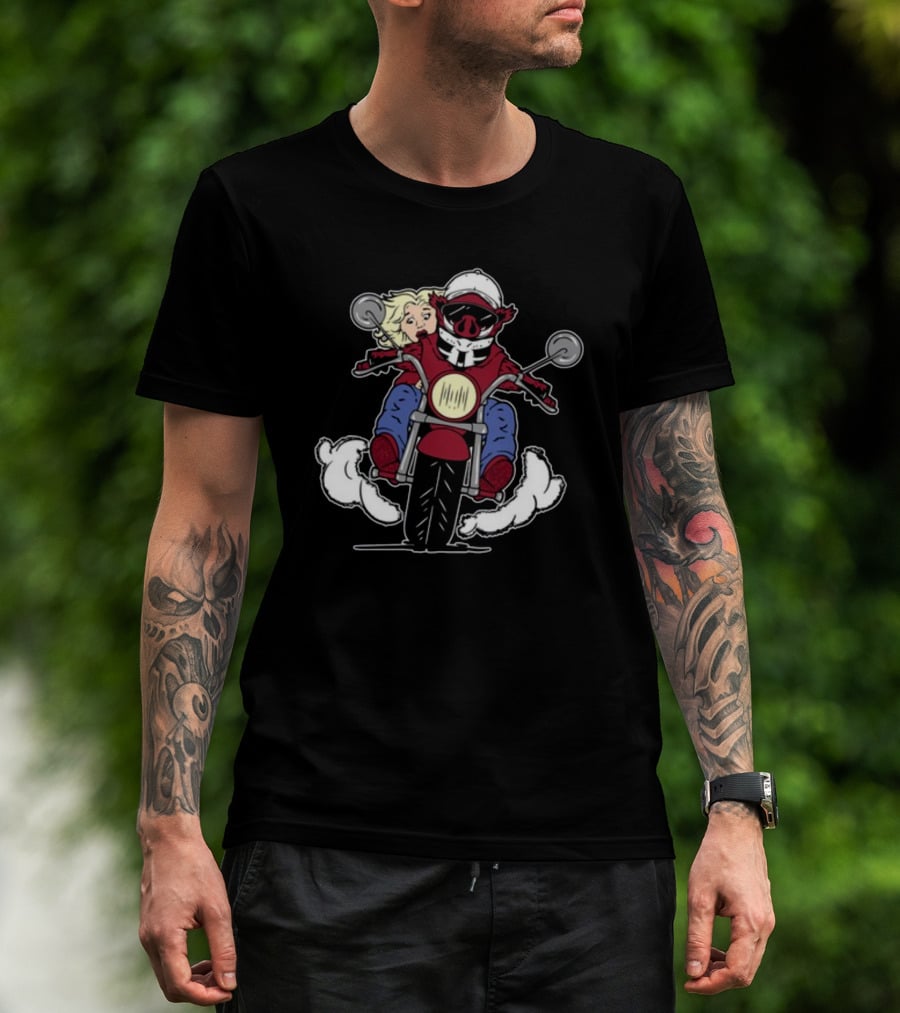 The Prodigal Son Returns Motorcycle Adventure With Pig Rider And Blonde Companion T-Shirt