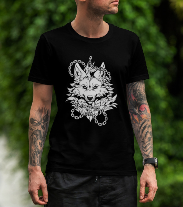 Wolf Head Enclosed By Chains T-Shirt