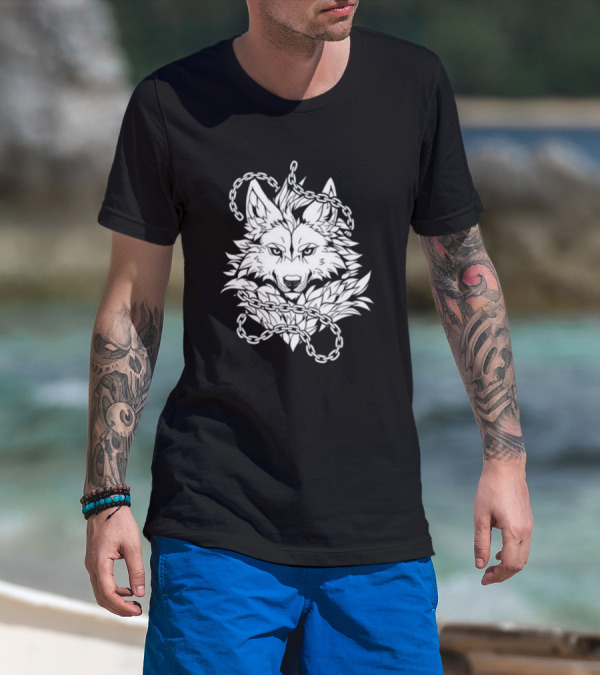 Wolf Head Enclosed By Chains T-Shirt