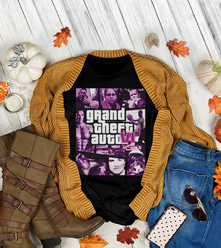 Grand Theft Auto VI Six Galleryno8 Purple Collage T-Shirt