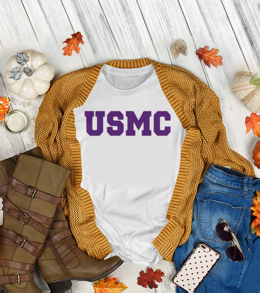 James Carville USMC Purple Bold Letters T-Shirt