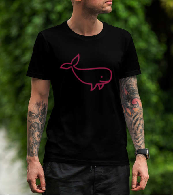 Awhalefact Big Whale Line Drawing T-Shirt