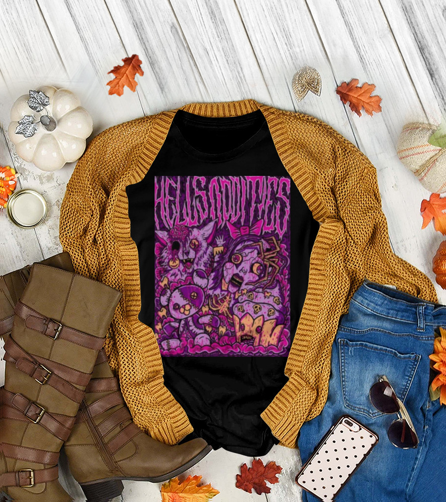 Hells Oddities Creepy Doll Zombie Cupcake Cat Monster Bits N' Pieces T-Shirt